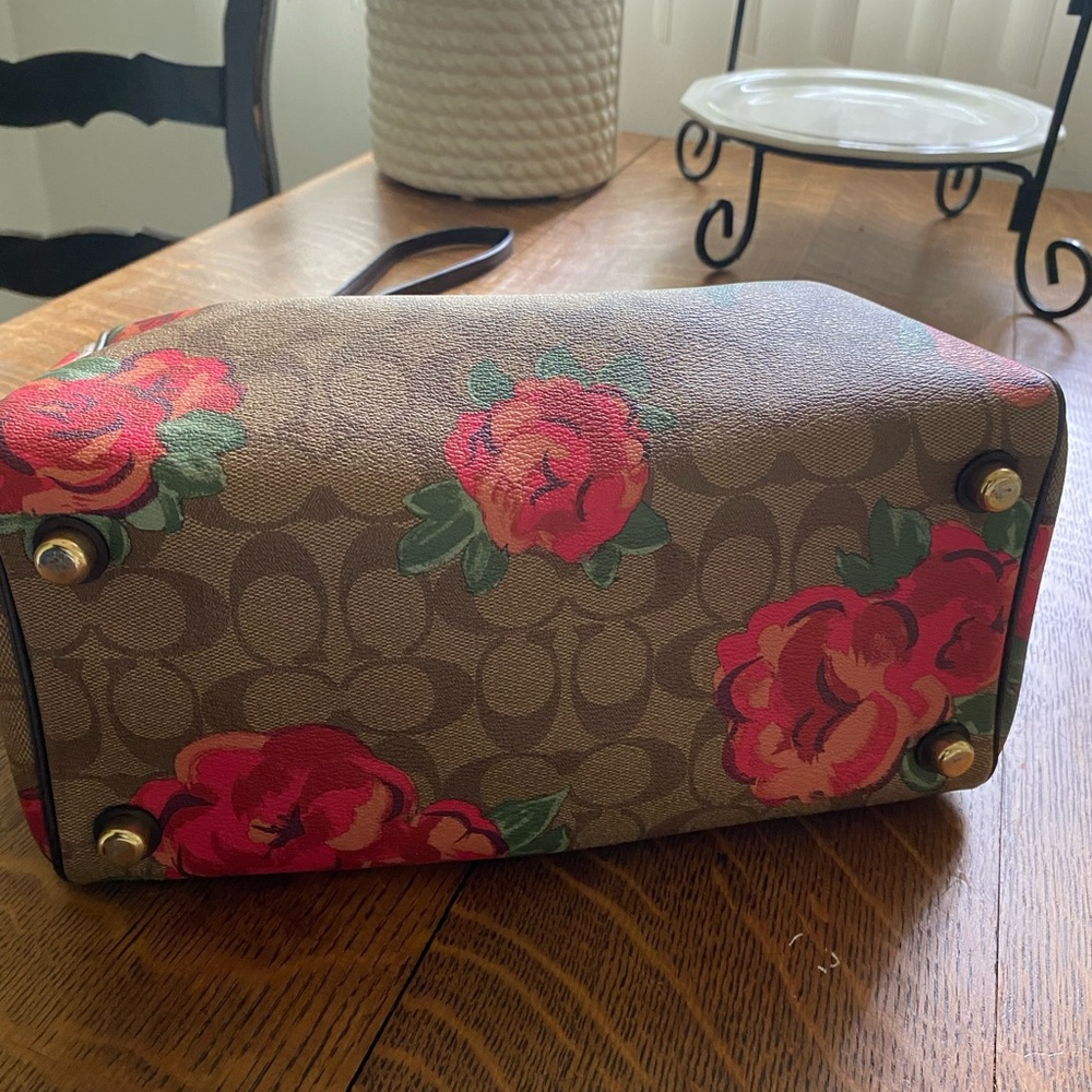 Coach Brown and Red Floral Large Bennett Satchel - Picture 5 of 6